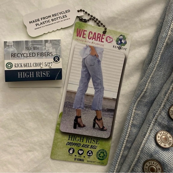 REWASH Vintage High Rise Waist Button Fly Distress Crop Light Wash Jeans 5/27 - Picture 9 of 9